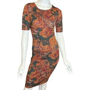 LuLaRoe Julia Dress Floral Print Stretch Knit‎ Bodycon Casual XS NWT